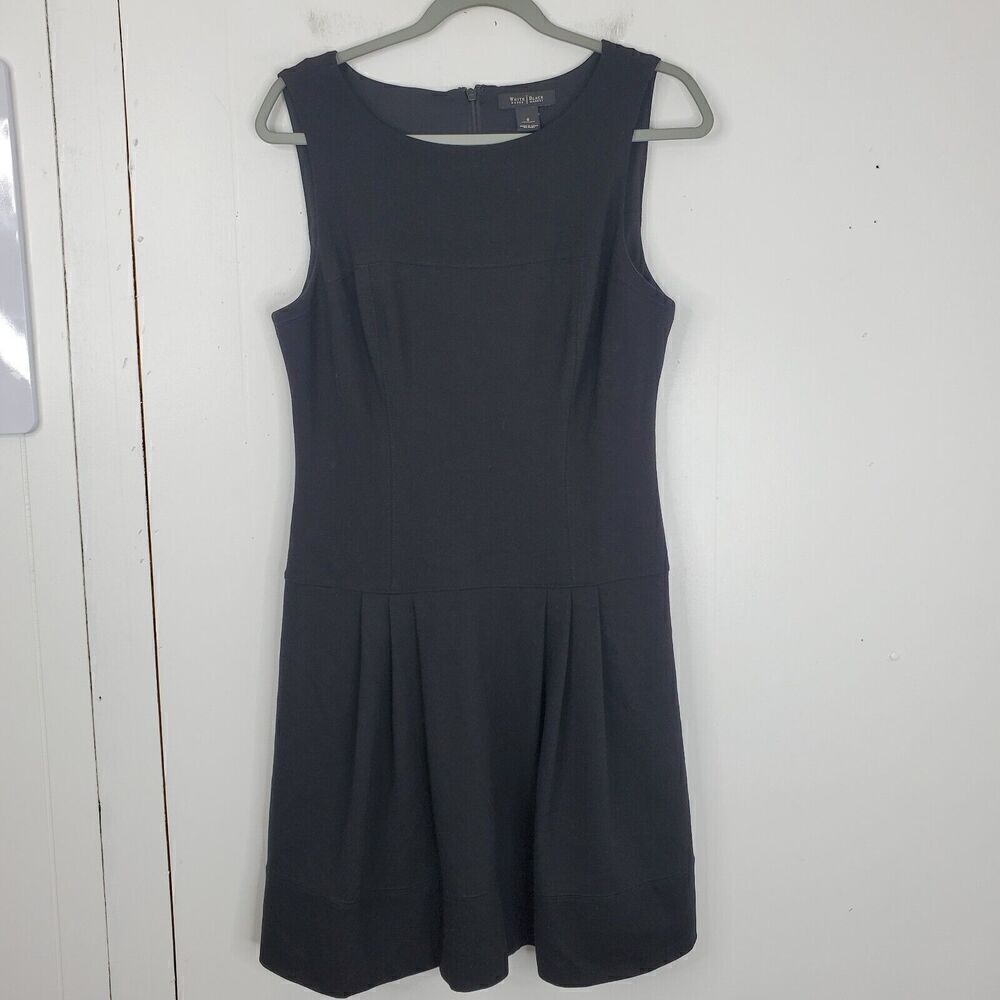 WHBM Little Black Dress Skater Sleeveless Pleated Skirt Layerable Womens 8